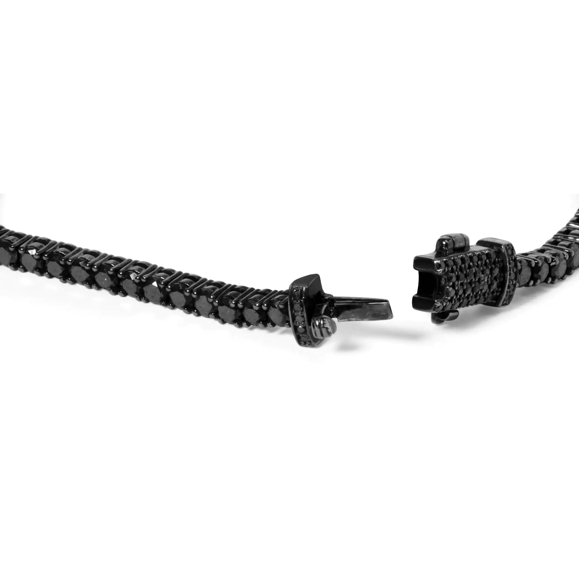 Black Rhodium Plated .925 Sterling Silver 5.00 Cttw Black Diamond Tennis Bracelet (Black Color, I2-I3 Clarity) - 8.5 Inches - Puritific