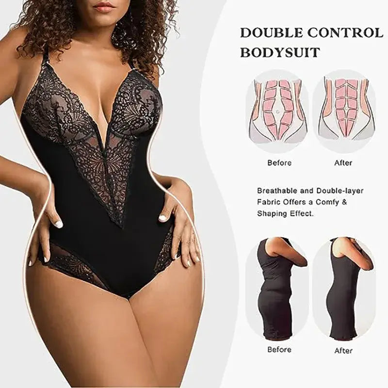 Lace V-Neck Shapewear - Puritific