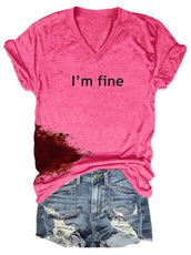 Women Halloween Bloodstained I'm Fine Shirt - Puritific