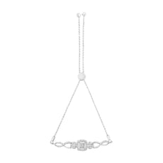 Sterling Silver Diamond Double Heart Bolo Bracelet (0.1 cttw, H-I Color, I2-I3 Clarity) - Puritific