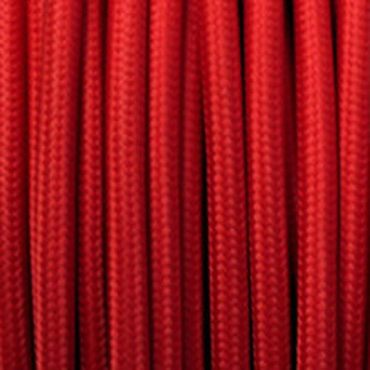 5m 3 core Round Vintage Braided Fabric Red Cable Flex 0.75mm~4635-0