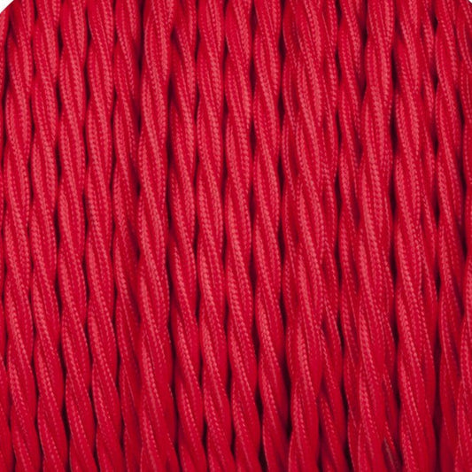 10m 2 Core Twisted Red Vintage Electric Fabric Cable Flex 0.75mm~4775-0