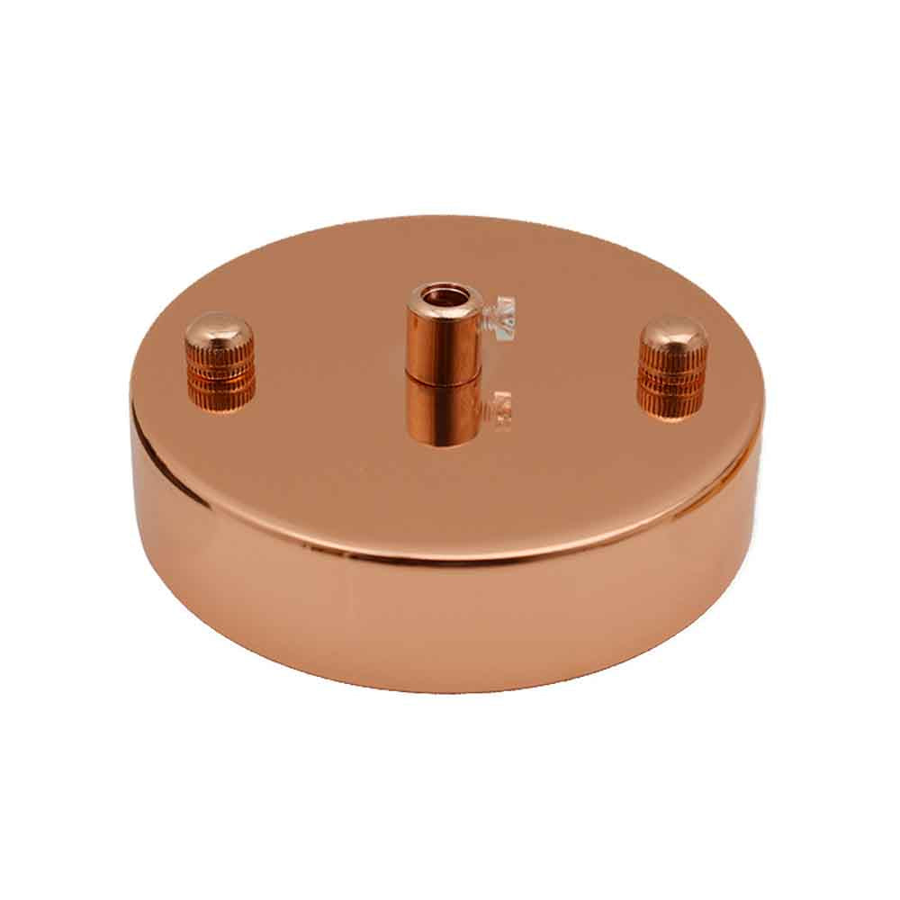 Round Metal 100mm Single Outlet Ceiling Rose Kit with 10mm Holes and Fixing Plate~2912-5