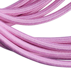 5m 2Core Round Lighting Cable Baby Pink Braided Fabric Ledsone~4693-2