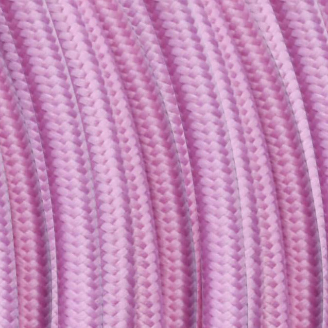 5m 2Core Round Lighting Cable Baby Pink Braided Fabric Ledsone~4693-0