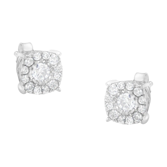 Sterling Silver Diamond Square Stud Earring (1/2 cttw, I-J Color, I2-I3 Clarity) - Puritific