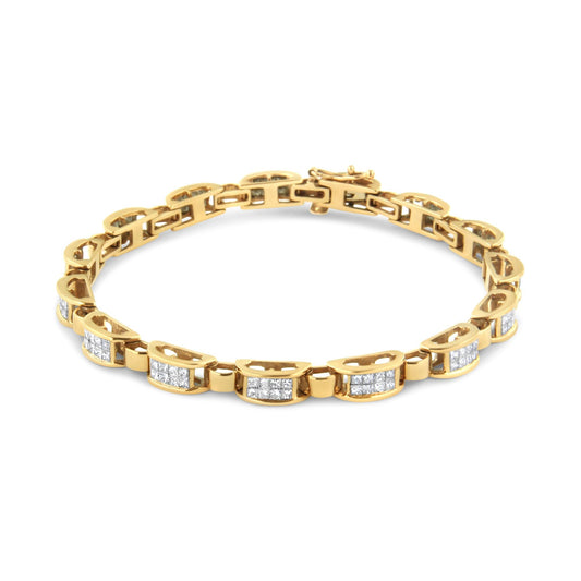 14K Yellow Gold 2 1/2 Cttw Princess-Cut Diamond Link Tennis Bracelet (H-I Color, SI2-I1 Clarity) - 7.25" - Puritific