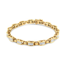 14K Yellow Gold 2 1/2 Cttw Princess-Cut Diamond Link Tennis Bracelet (H-I Color, SI2-I1 Clarity) - 7.25