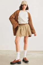 Camel Knit Two Pocket Open Front Cardigan