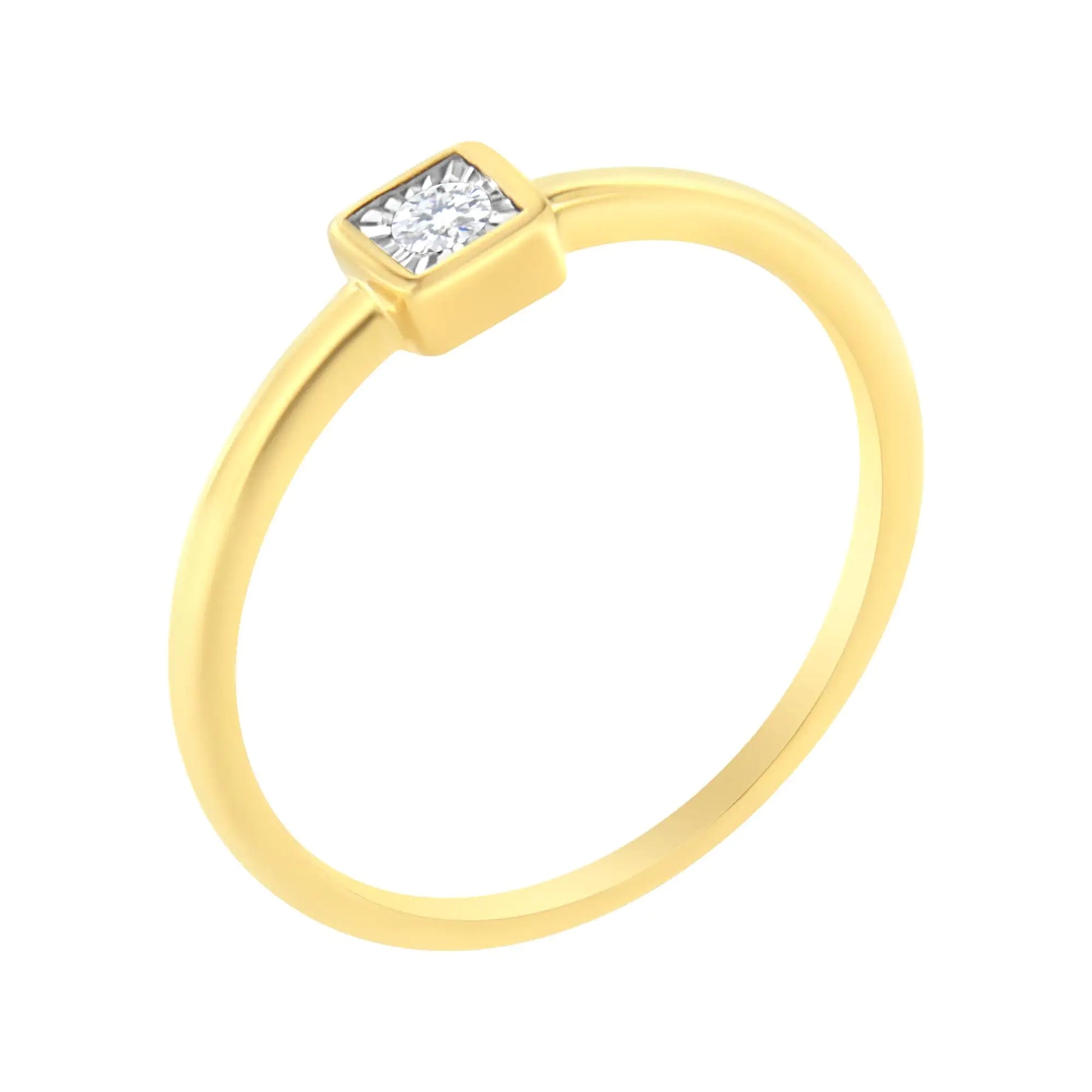 14K Yellow Gold Plated .925 Sterling Silver 1/20 cttw Miracle Set Diamond Promise Ring (J-K Color, I1-I2 Clarity) - Puritific