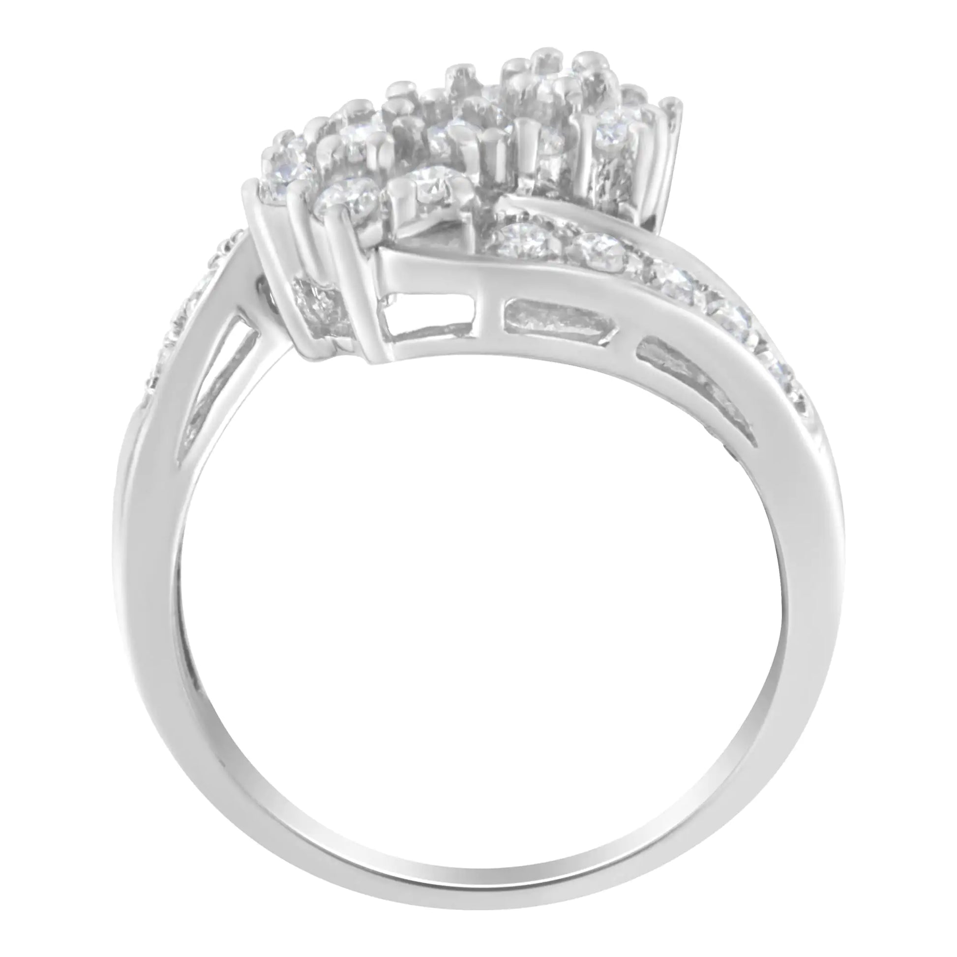 14KT White Gold Diamond Cluster Ring Band (7/8 cttw, H-I Color, I1-I2 Clarity) - Puritific