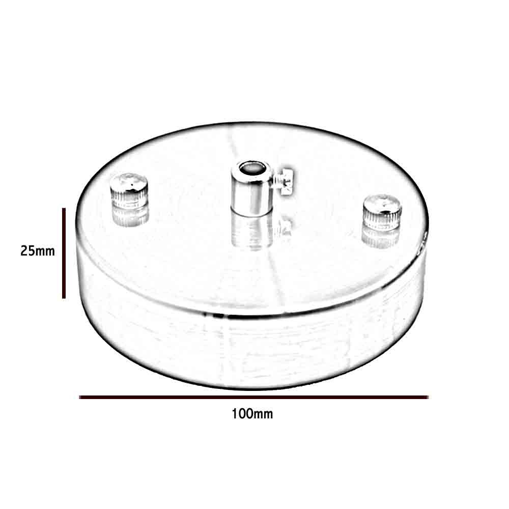 Round Metal 100mm Single Outlet Ceiling Rose Kit with 10mm Holes and Fixing Plate~2912-2