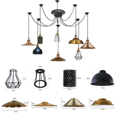 2m Pendant Light 8Way Cage Retro Industrial Ceiling Light Spider Lamp~4987-4