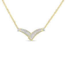 14K Yellow Gold 1/2 cttw Diamond V-Shape Pendant Necklace (I-J, I1-I2) - Puritific