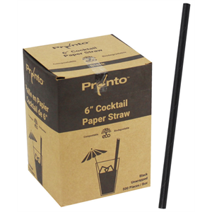 SOMI STRP6CBKU, Straw Paper 5.75" Cocktail Black Unwrapped, 4x500, 4.40 LBS, PACK SIZE 2000-0