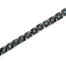 Black Rhodium Plated .925 Sterling Silver 1.0 Cttw Diamond Miracle Tennis Bracelet (Enhanced Blue Color, I3 Clarity) - 7