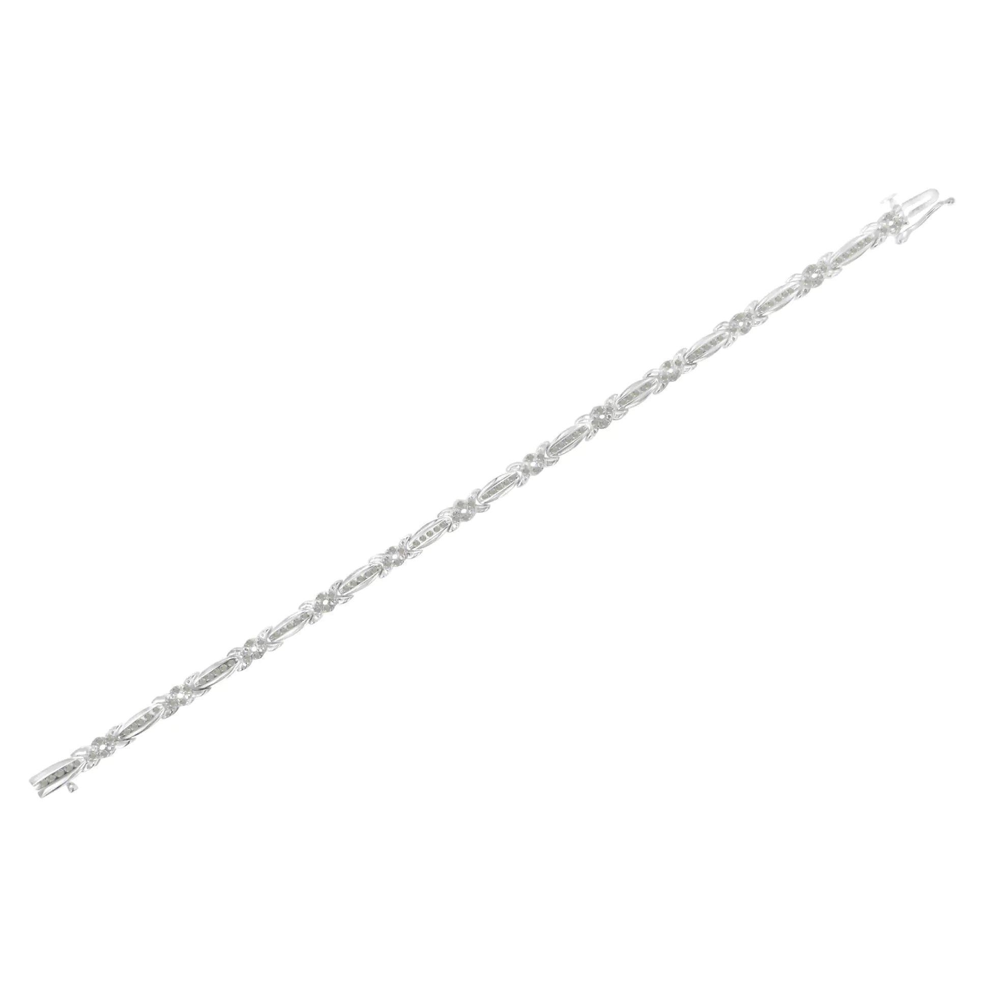 Sterling Silver Diamond X-Link Tennis Bracelet (1 cttw, I-J Color, I3 Clarity) - Puritific