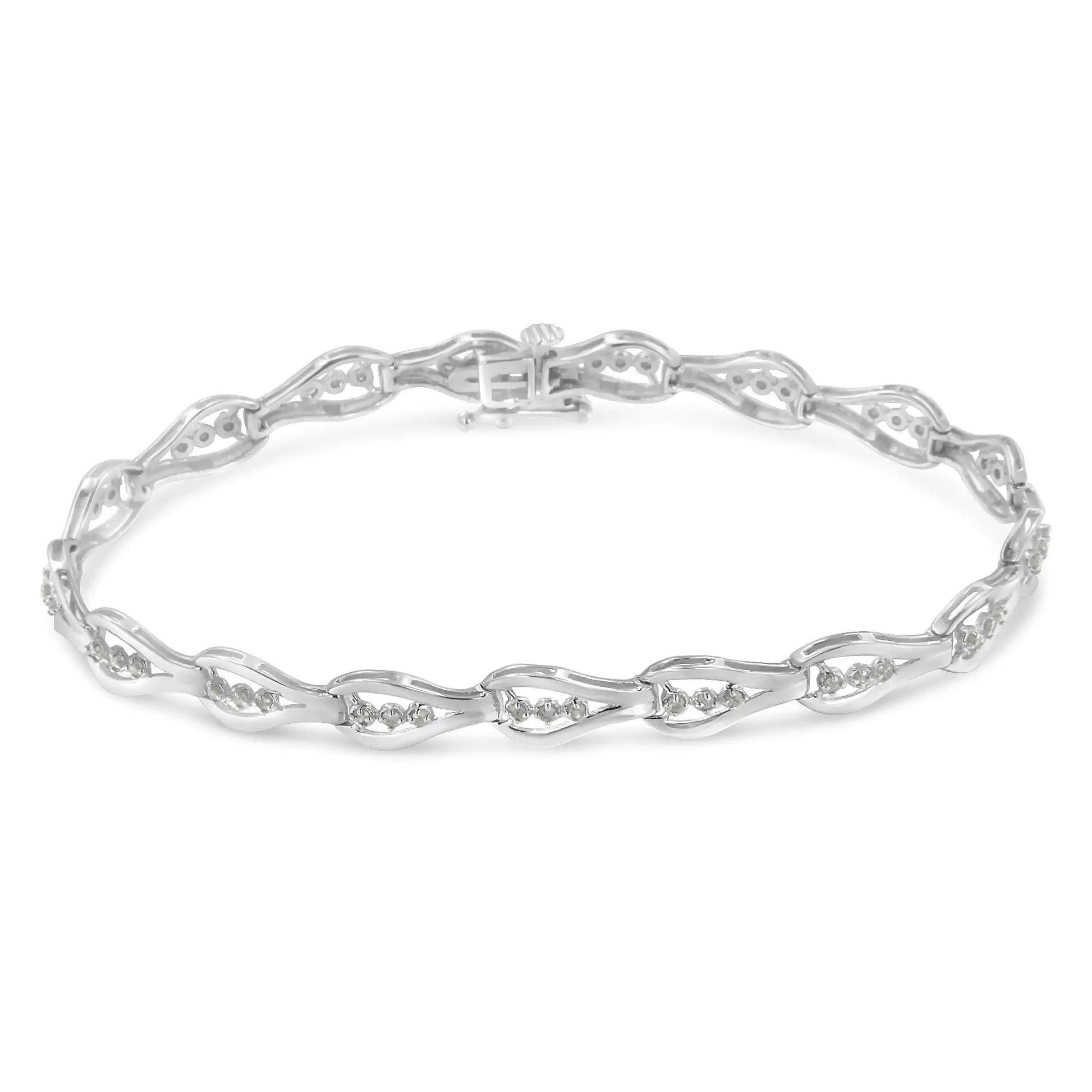 Sterling Silver Diamond Link Bracelet (0.5 cttw, I-J Color, I3 Clarity) - Puritific