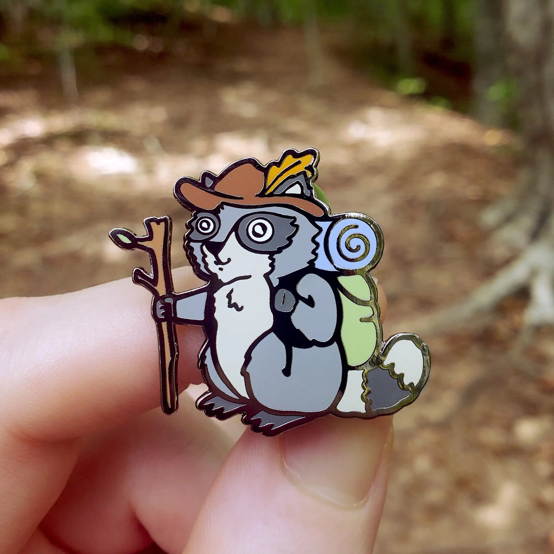 Raccoon Hiker Pin - Puritific