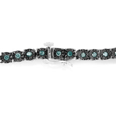 Black Rhodium Plated .925 Sterling Silver 1.0 Cttw Diamond Miracle Tennis Bracelet (Enhanced Blue Color, I3 Clarity) - 7