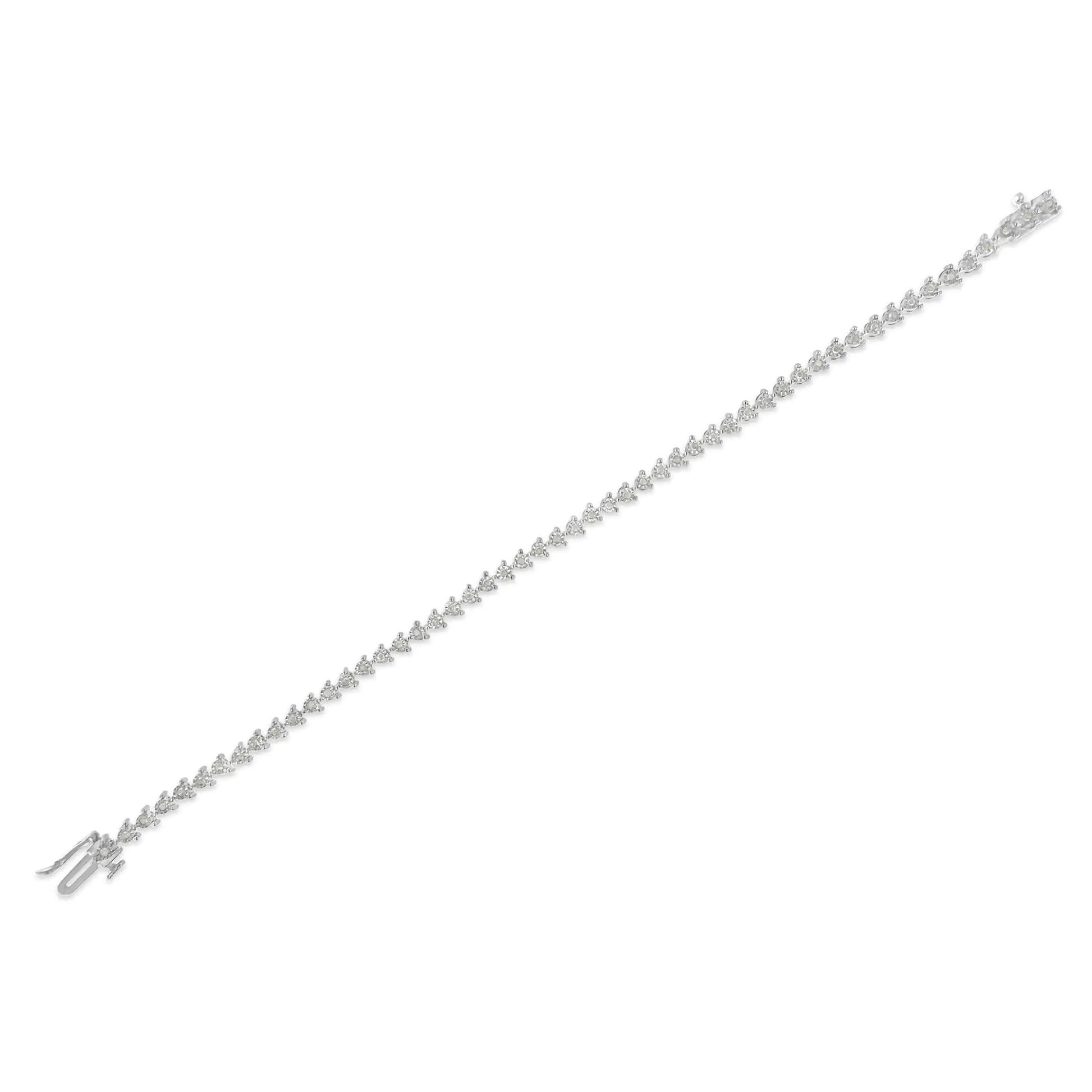 Sterling Silver Diamond Tennis Link Bracelet (0.5 cttw, I-J Color, I3 Clarity) - Puritific