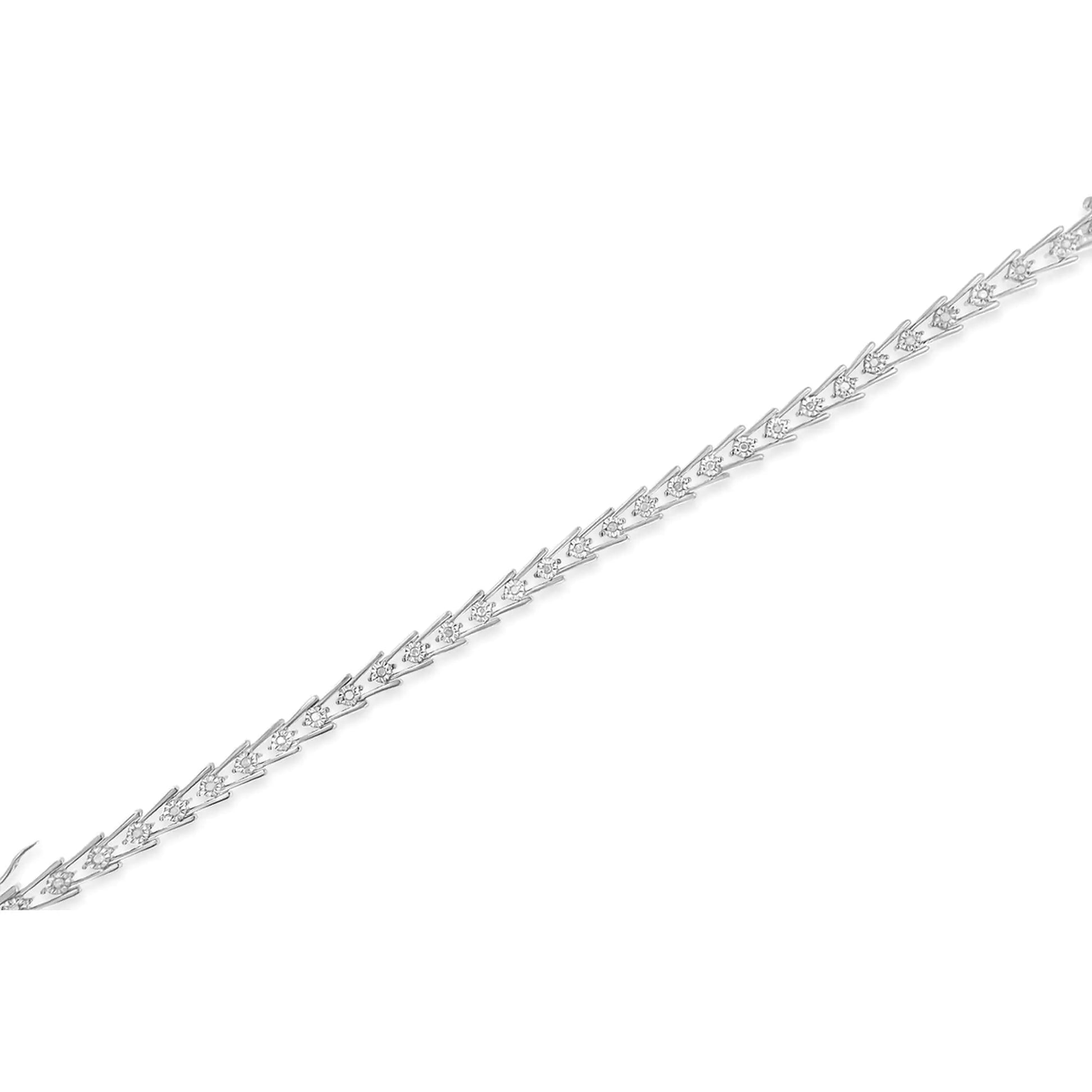 Sterling Silver Diamond Wave-Style Link Bracelet (0.5 cttw, I-J Color, I3 Clarity) - Puritific