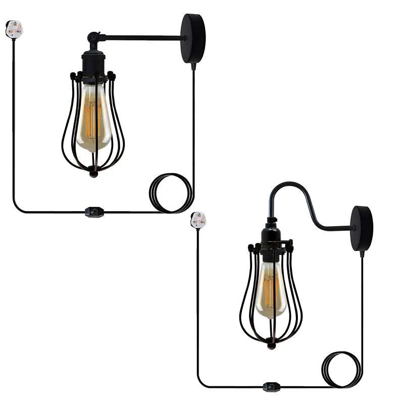 Wire Cage Industrial Wall Sconce Plug in Wall Light Vintage Style~5059-3