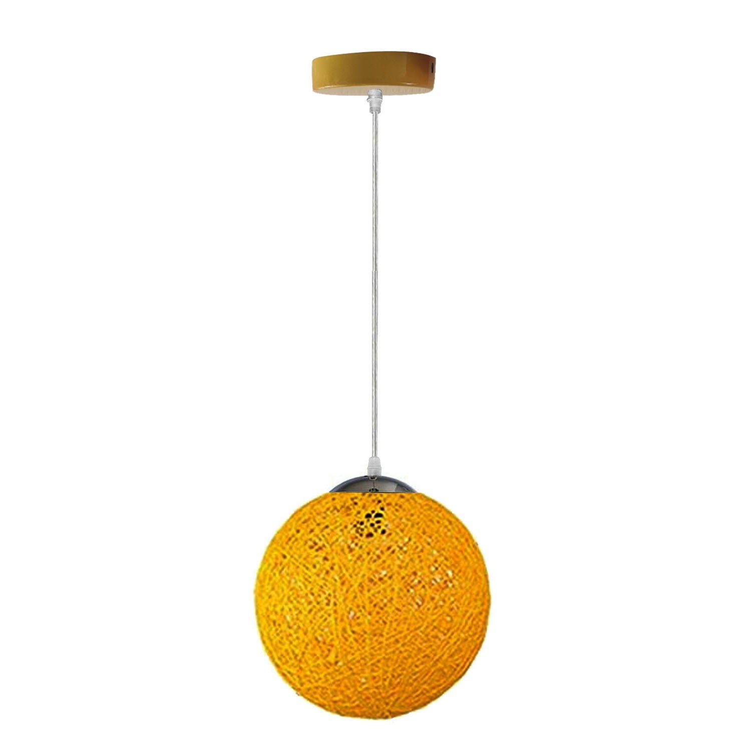 Yellow Modern Lattice Wicker Rattan Globe Ball Style Ceiling Pendant Light Lampshade~3642-2