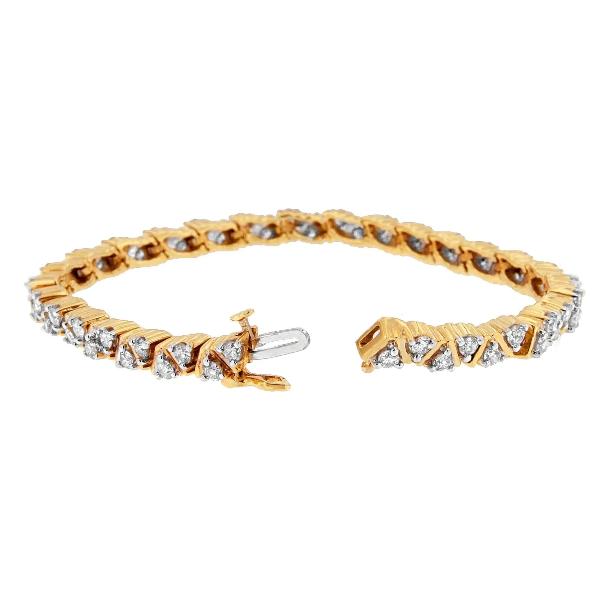 14K Yellow Gold Round-Cut Diamond Bracelet (4.00 cttw, H-I Color, I1-I2 Clarity) - Puritific