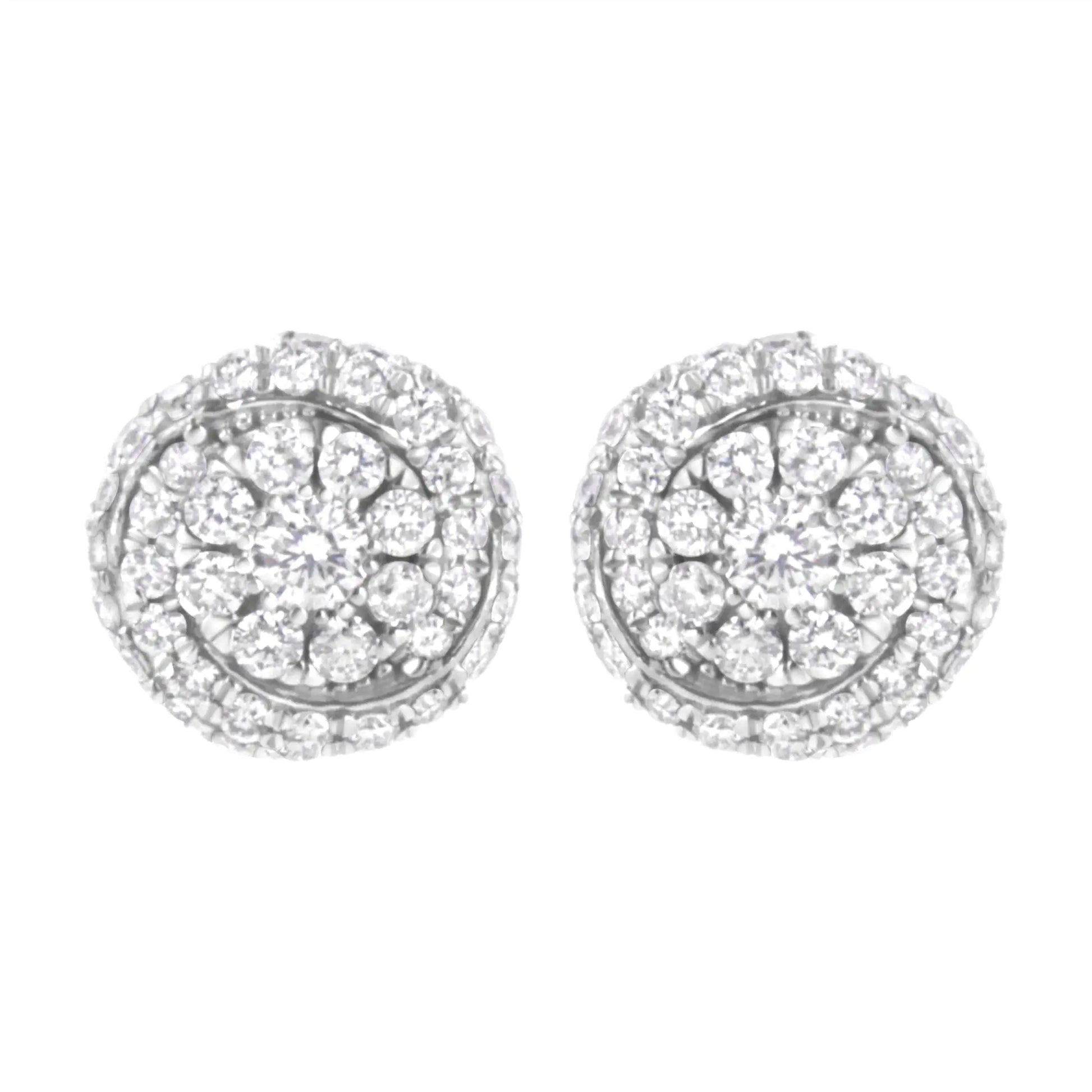 Sterling Silver 1 cttw Lab Grown Diamond Cluster Stud Earring (F-G Color, VS2-SI1 Clarity) - Puritific