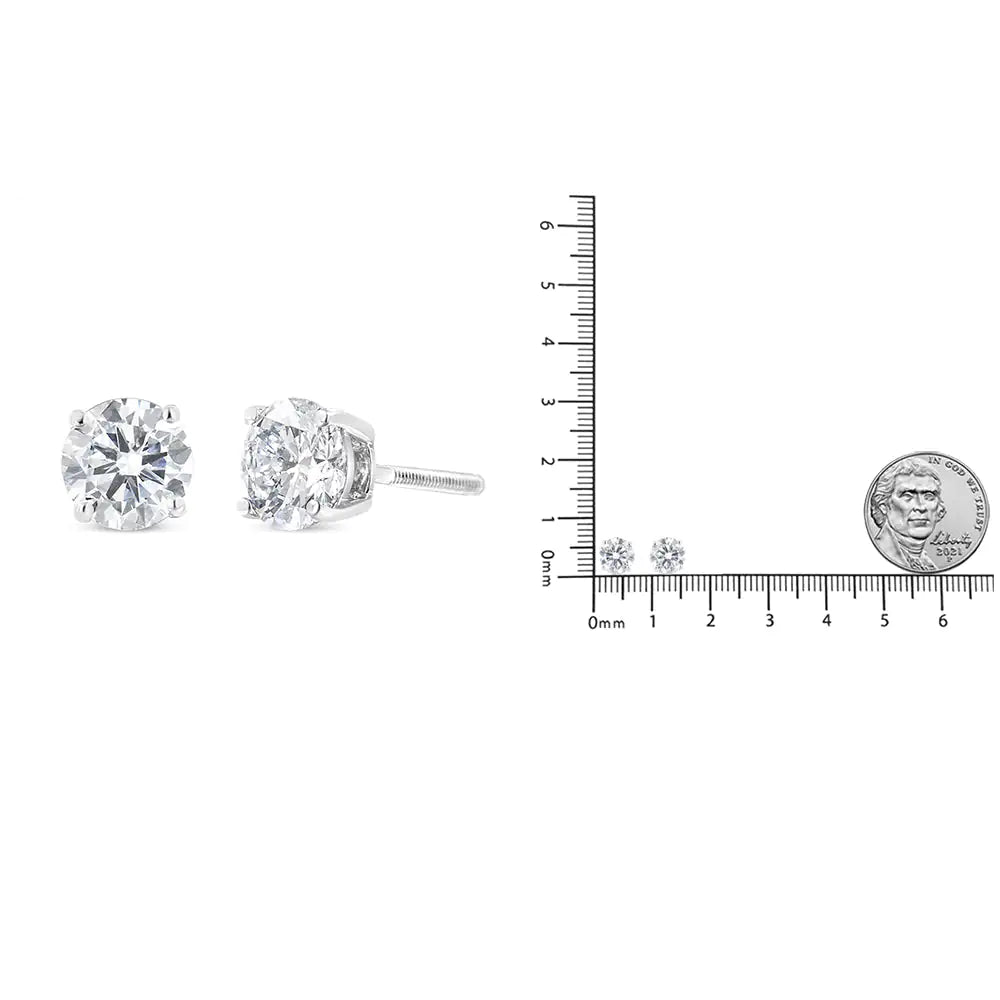 IGI Certified 14K White Gold 1 1/2 Cttw Lab Grown Diamond Solitaire Stud Earrings with Screwbacks (I-J Color, VVS2-VS1 Clarity) - Puritific