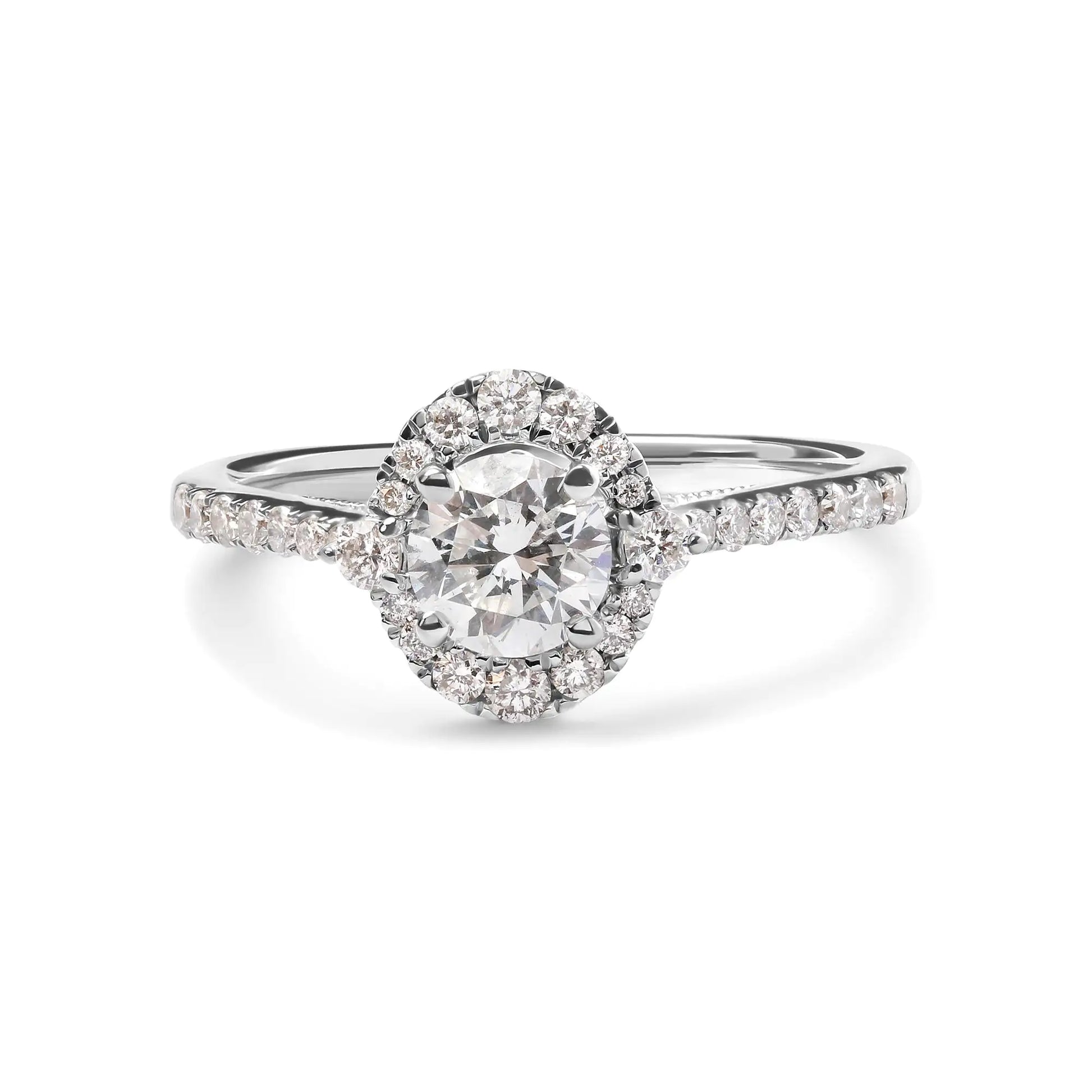 GIA Certified 14k White Gold 4/5 Cttw Diamond Halo Engagement Ring (G-H Color, SI1-SI2 Clarity) - Puritific