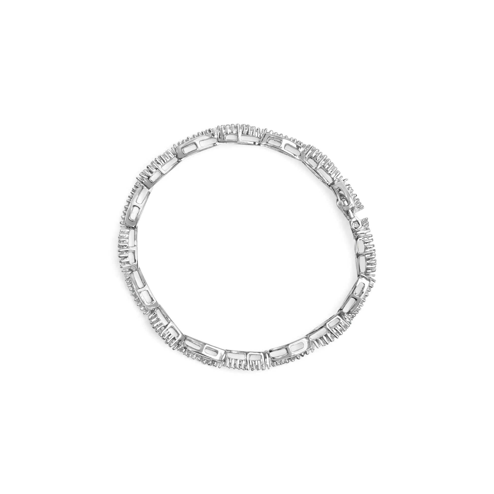 14K White Gold 2.00 Cttw Diamond Swirl and Pear Shape Link Bracelet (I-J Color, I2-I3 Clarity) - 7" - Puritific