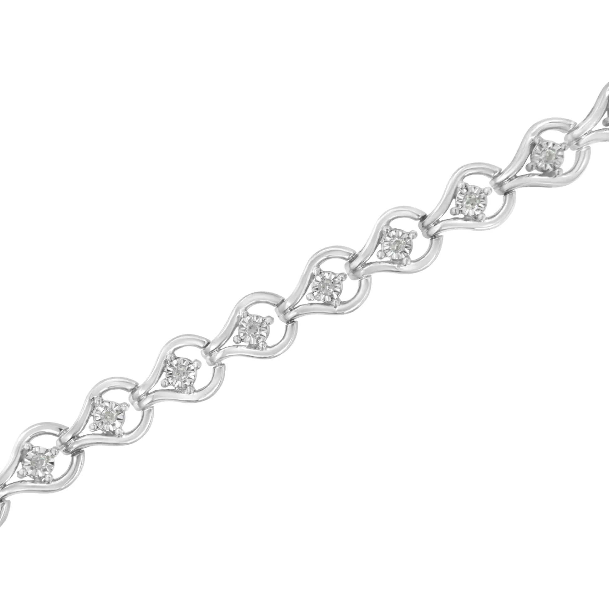 Sterling Silver Diamond Link Bracelet (1/4 cttw, I-J Color, I2-I3 Clarity) - Puritific