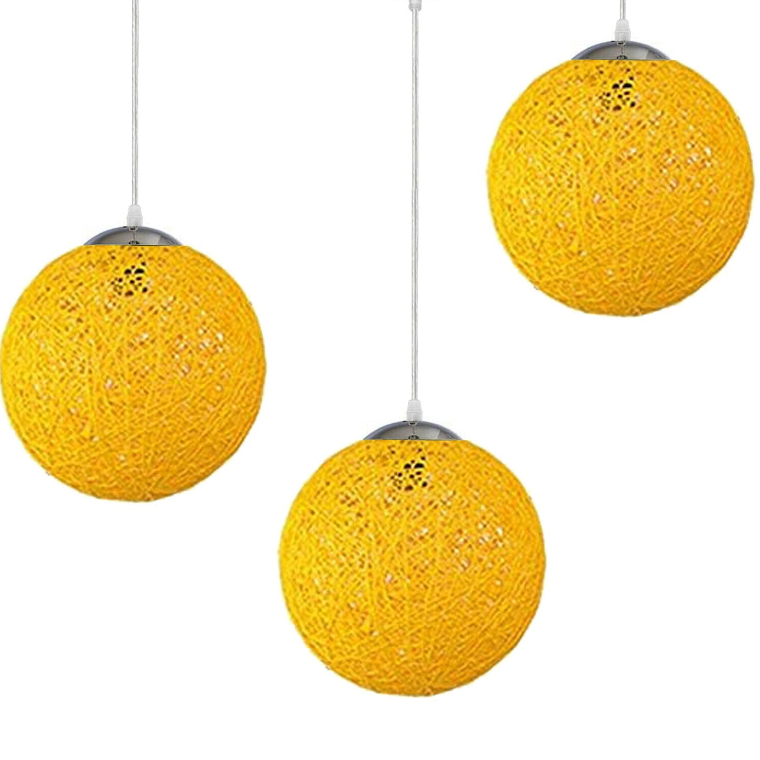 Yellow Modern Lattice Wicker Rattan Globe Ball Style Ceiling Pendant Light Lampshade~1813-3