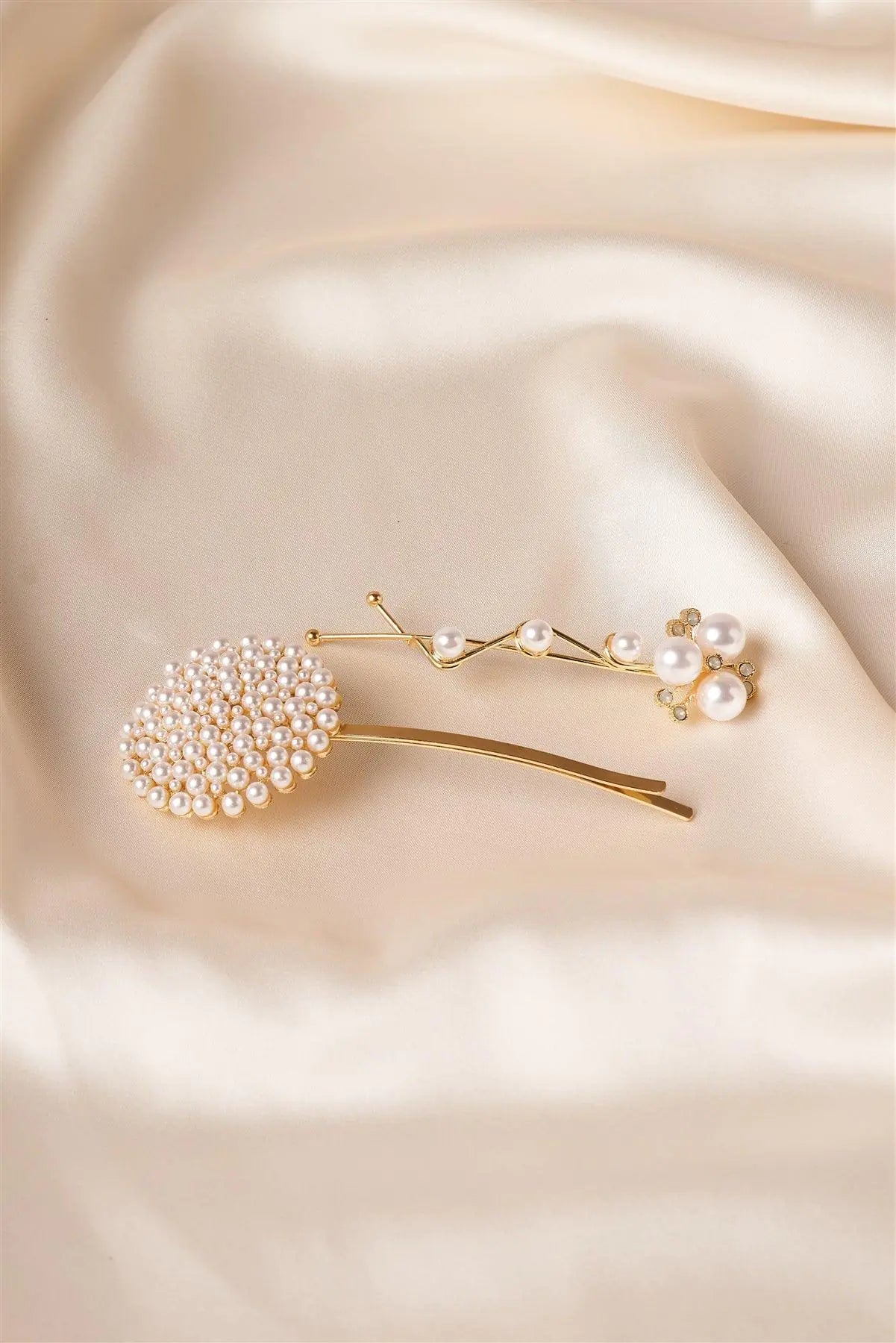 2pcs Gold Pearled Elegant Style Hair Bobby Pins - Puritific