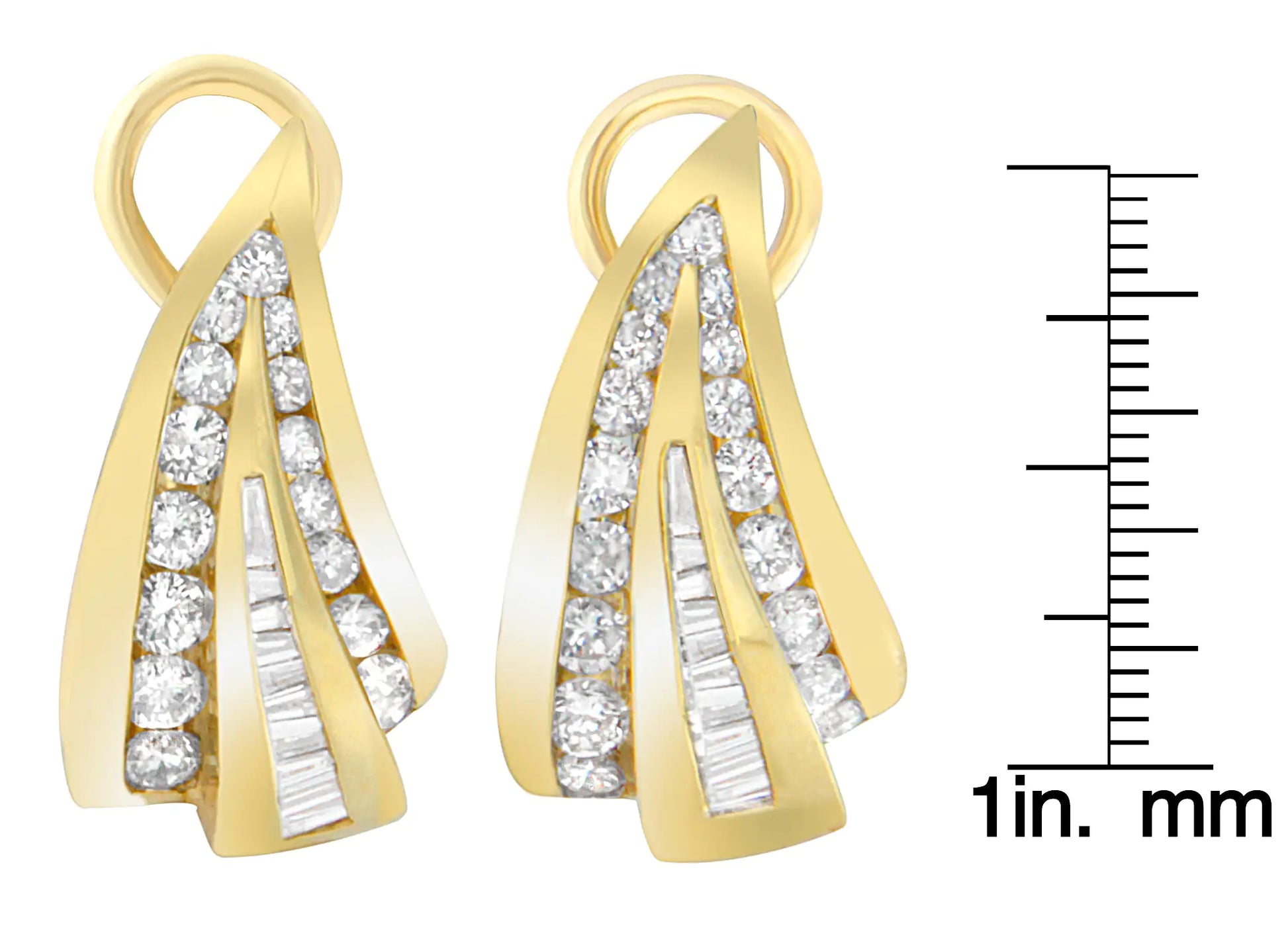 14K Yellow Gold 2 1/4 cttw Diamond Huggy Earrings (I-J, SI1-I2) - Puritific