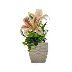 Best Artificial Lily Flowers Pot 2 PCS For Table Decorations~5327-2