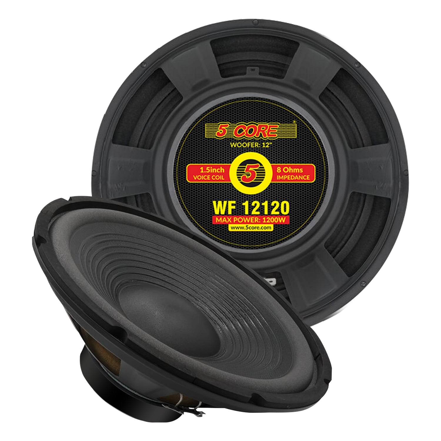 5 Core 12 Inch Subwoofer Speaker 1200W Peak 8 Ohm DJ Replacement Bass Sub Woofer 23 Oz Magnet-0