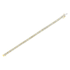 14KT Yellow Gold 4.0 Cttw Baguette & Round Brilliant-Cut Diamond Channel & Prong-Set Tennis Bracelet (H-I Color, SI2-I1 Clarity) - 7