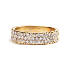 14K Yellow Gold Pave Set 3/4 cttw Multi Row Diamond Band Ring (H-I Color, SI2-I1 Clarity) - Puritific