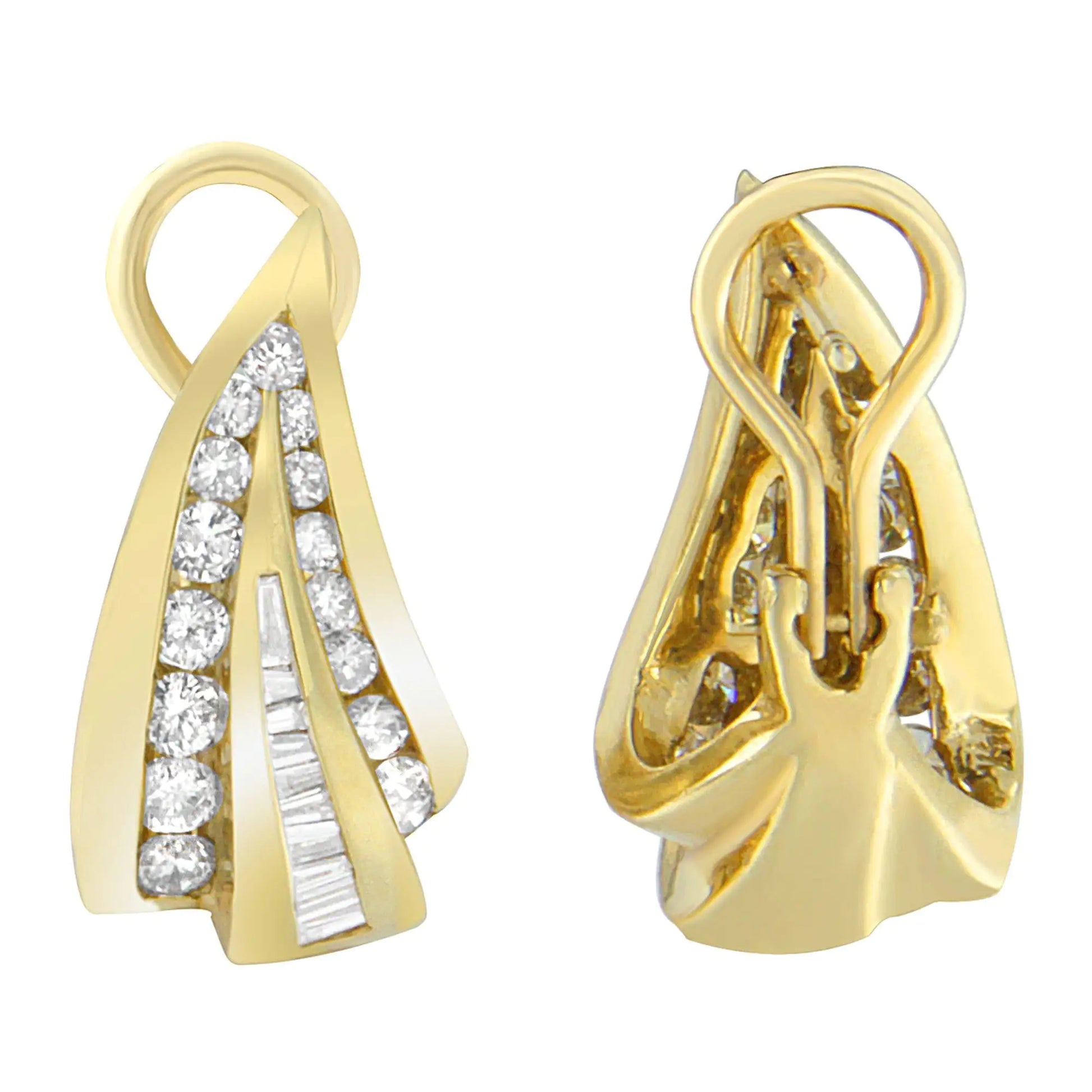 14K Yellow Gold 2 1/4 cttw Diamond Huggy Earrings (I-J, SI1-I2) - Puritific