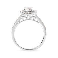 GIA Certified 14k White Gold 4/5 Cttw Diamond Halo Engagement Ring (G-H Color, SI1-SI2 Clarity) - Puritific