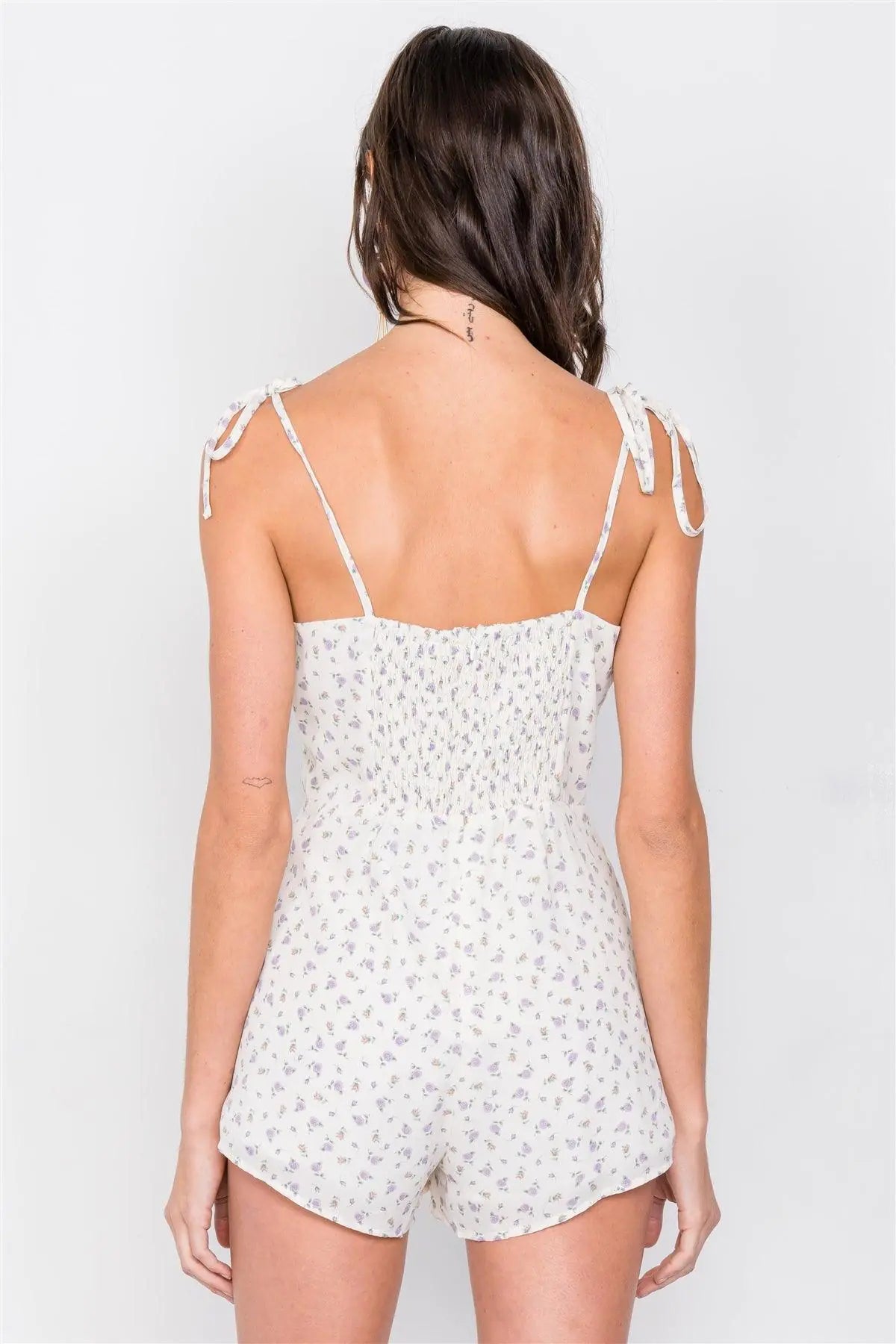 Off-White Boho Floral Mini Chic Casual Romper /3-2-1