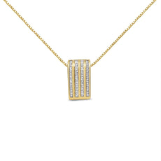 14K Yellow Gold 2 1/3 cttw Princess Cut Diamond Block Pendant Necklace (H-I, SI1-SI2) - Puritific