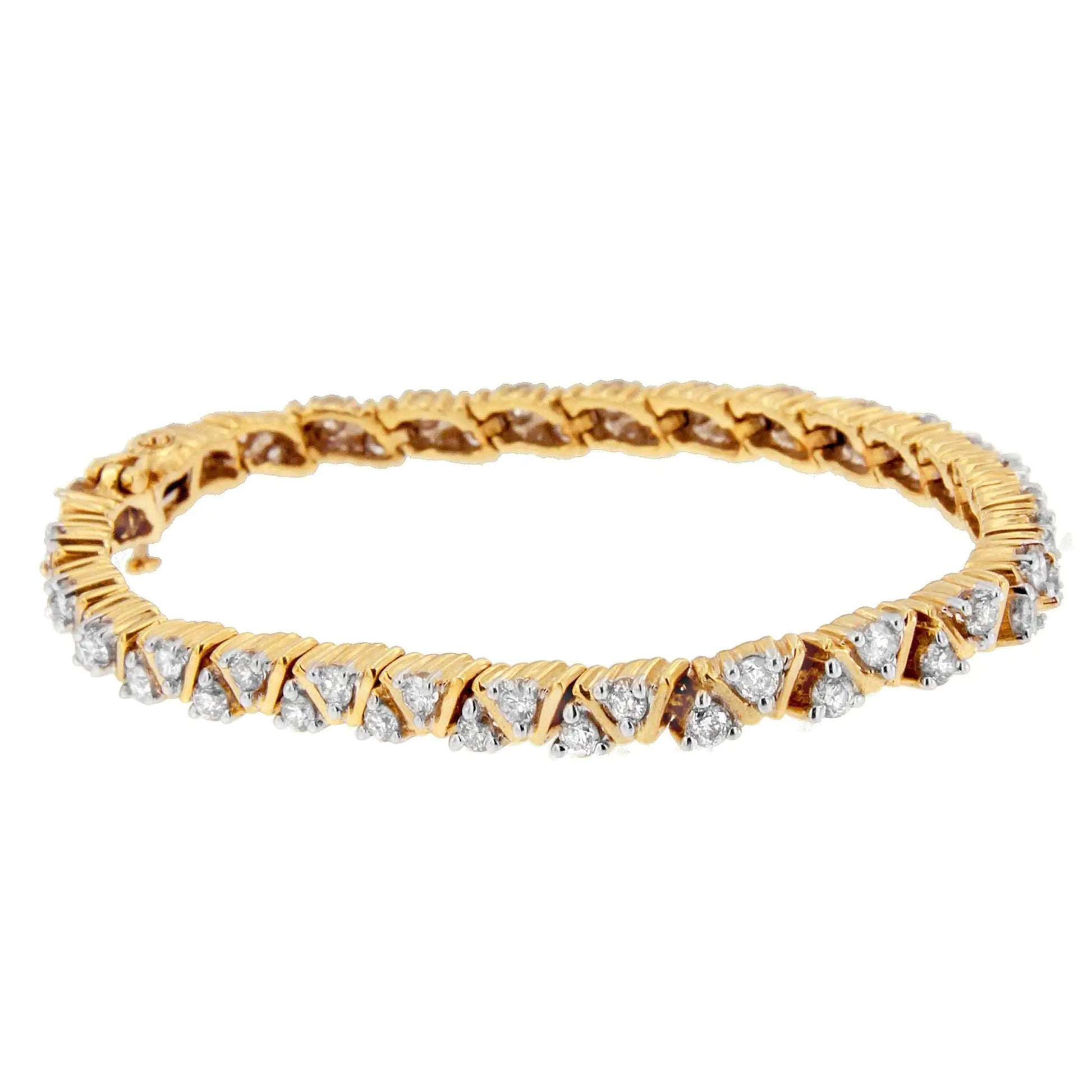 14K Yellow Gold Round-Cut Diamond Bracelet (4.00 cttw, H-I Color, I1-I2 Clarity) - Puritific