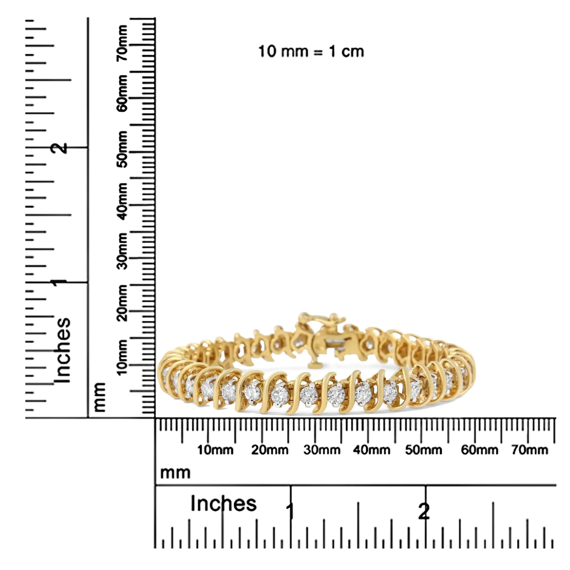 AGS Certified 18K Yellow Gold 5.00 Cttw "S" Link Wrapped 2-Prong Set Round Brilliant Diamond Tennis Bracelet (G-H Color, I1-I2 Clarity) - Size 7 - Puritific