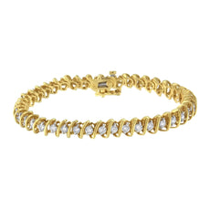 14KT Yellow Gold Diamond S-Link Tennis Bracelet (3 cttw, I-J Color, I1-I2 Clarity) - Puritific