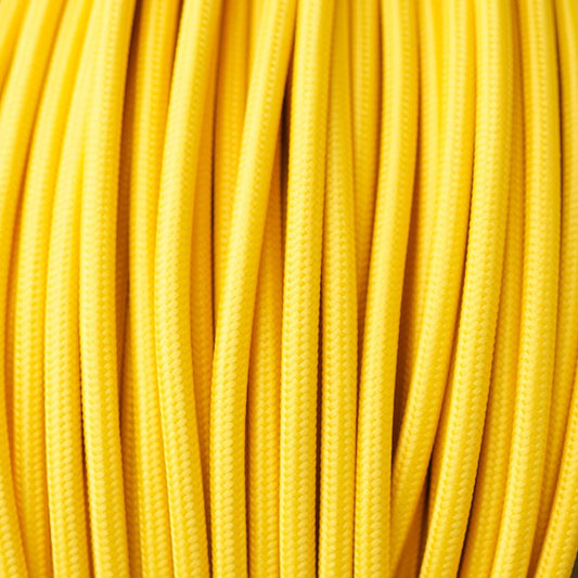 5m 2 Core Round Vintage Braided Fabric Yellow Cable Flex 0.75mm~4749-0