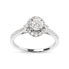 GIA Certified 14k White Gold 1.00 Cttw Diamond Halo Engagement Ring (G-H Color, I1-I2 Clarity) - Puritific